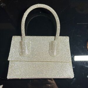 Elegant Silver Crystal Evening Clutch